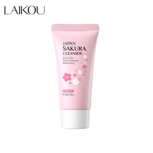 Laikou Sakura Facial Cleanser Deep Cleansing Pores Oil Control Moisturizing Brightening Face Wash Gentle For All Skin Types 50g